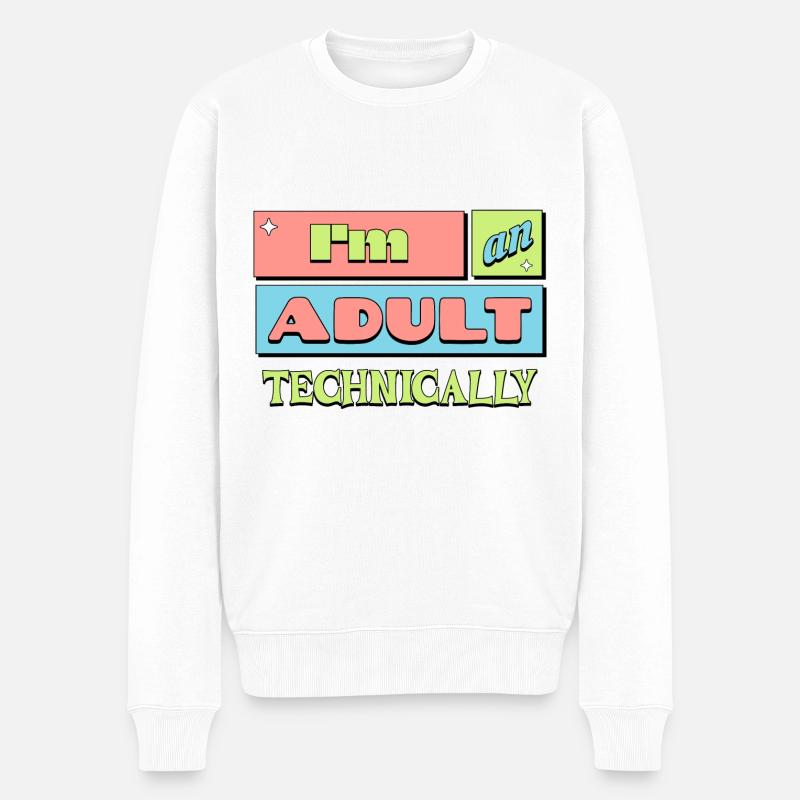 Ich bin ein erwachsenes technisch lustiges Geschenk zum 18. Geburtstag - Männer Premium Bio Pullover - Weiß
