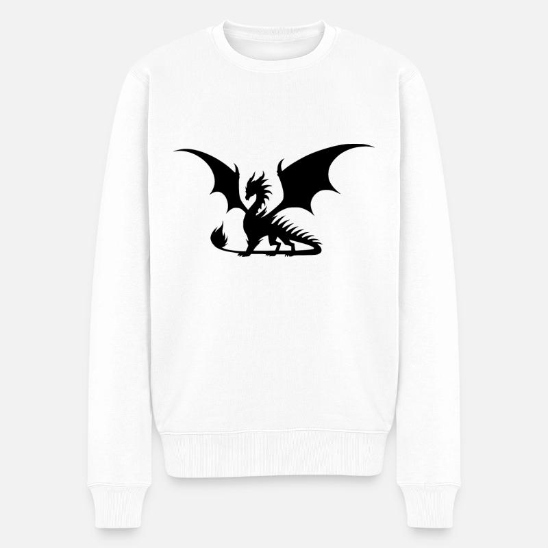 Dragon impressionnant avec des ailes - Pull Premium bio Homme - blanc