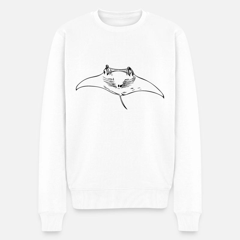 Raies manta glissant dans l’eau - Pull Premium bio Homme - blanc