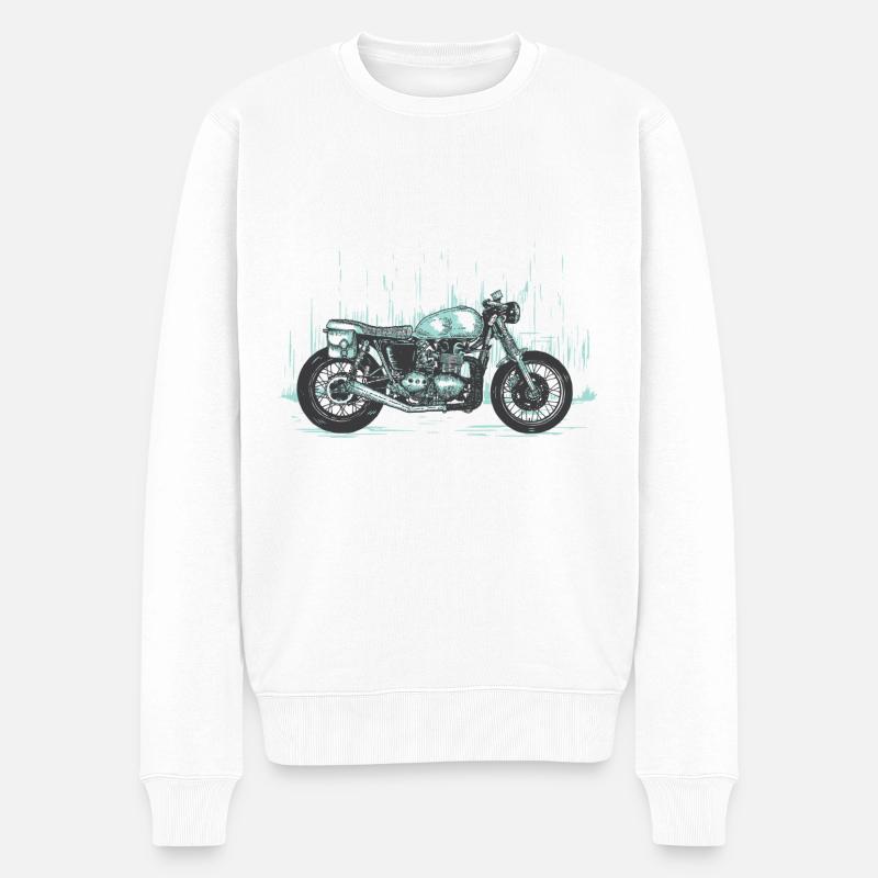 Motorradfahrer Oldtimer motorradrennen - Männer Premium Bio Pullover - Weiß