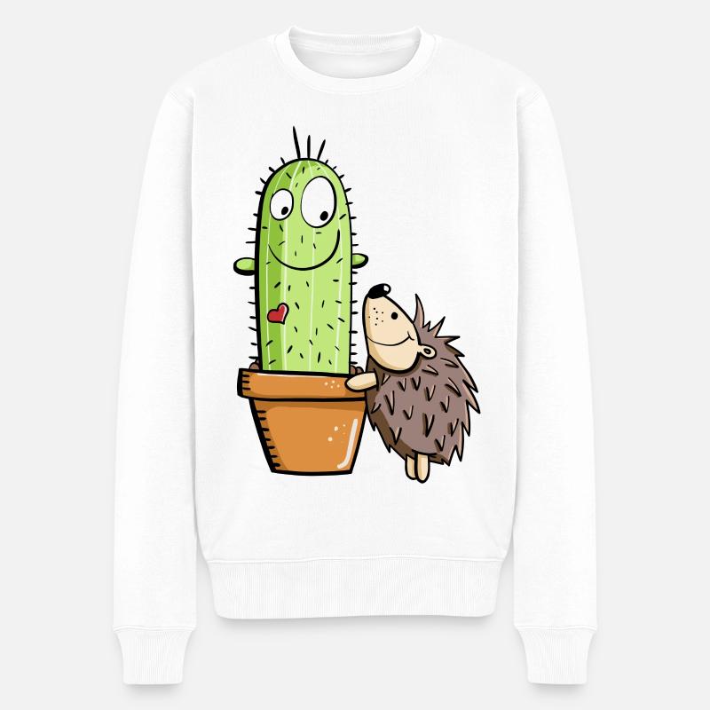 Hérisson et cactus amoureux - Pull Premium bio Homme - blanc