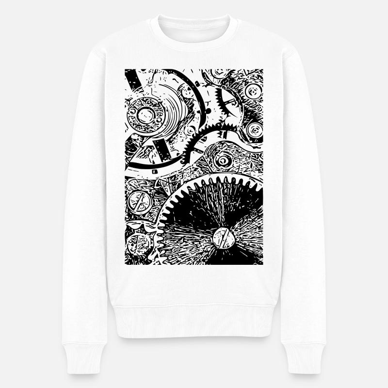 Uhrwerk - Männer Premium Bio Pullover - Weiß