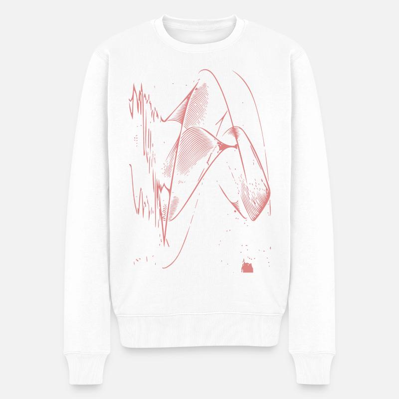 Abstrakte Pink-Linienzeichnung - Männer Premium Bio Pullover - Weiß