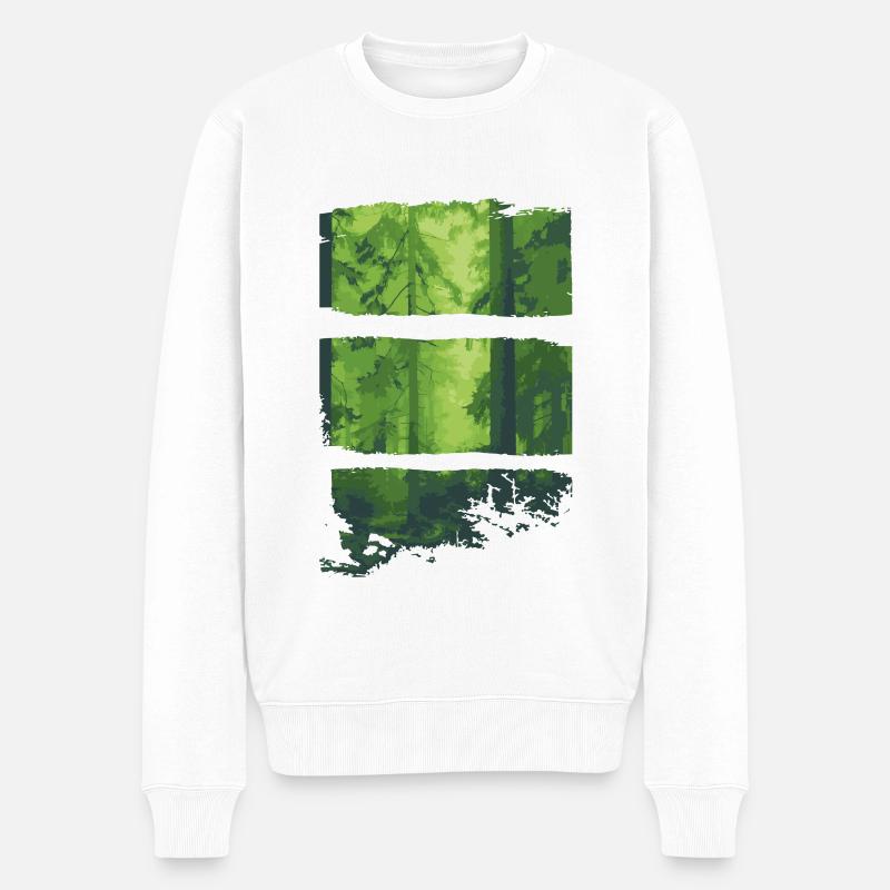 Panneaux vert clair forêt - Pull Premium bio Homme - blanc