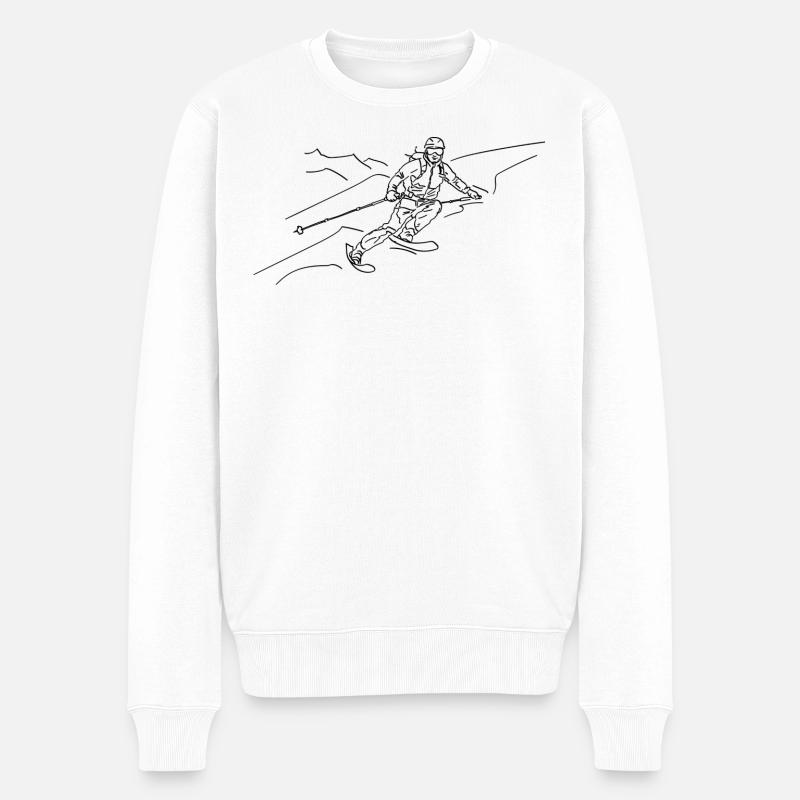 Downhill schwarz outline - Männer Premium Bio Pullover - Weiß
