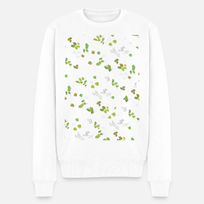 Feuilles d’automne Feuilles d’été Motif - Pull Premium bio Homme - blanc