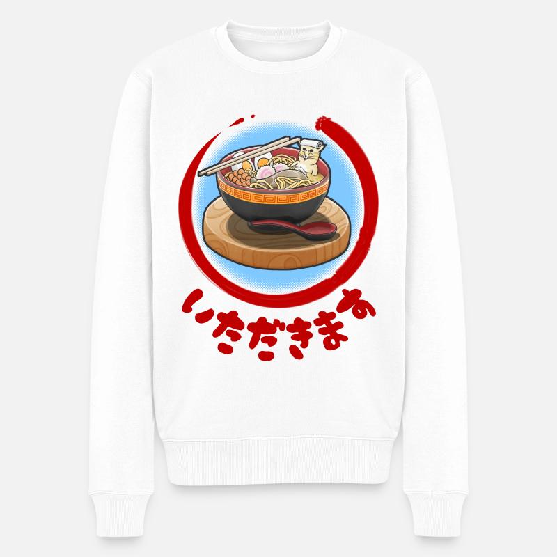 RamenCat - Pull Premium bio Homme - blanc