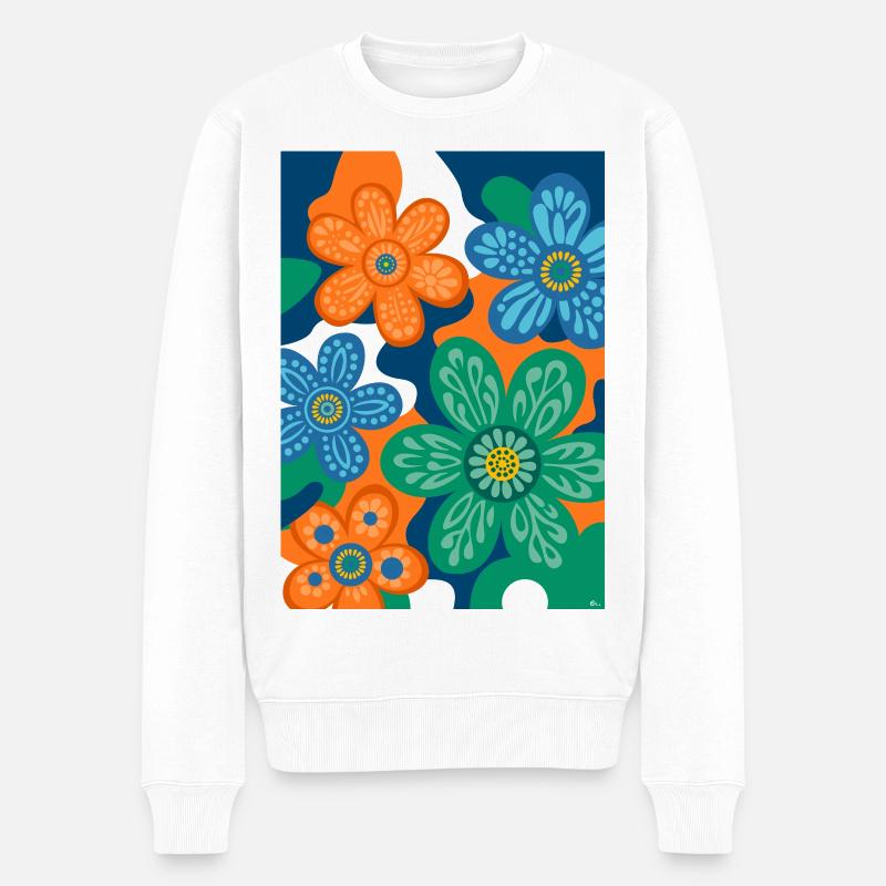 Vintage-Blumen - Männer Premium Bio Pullover - Weiß