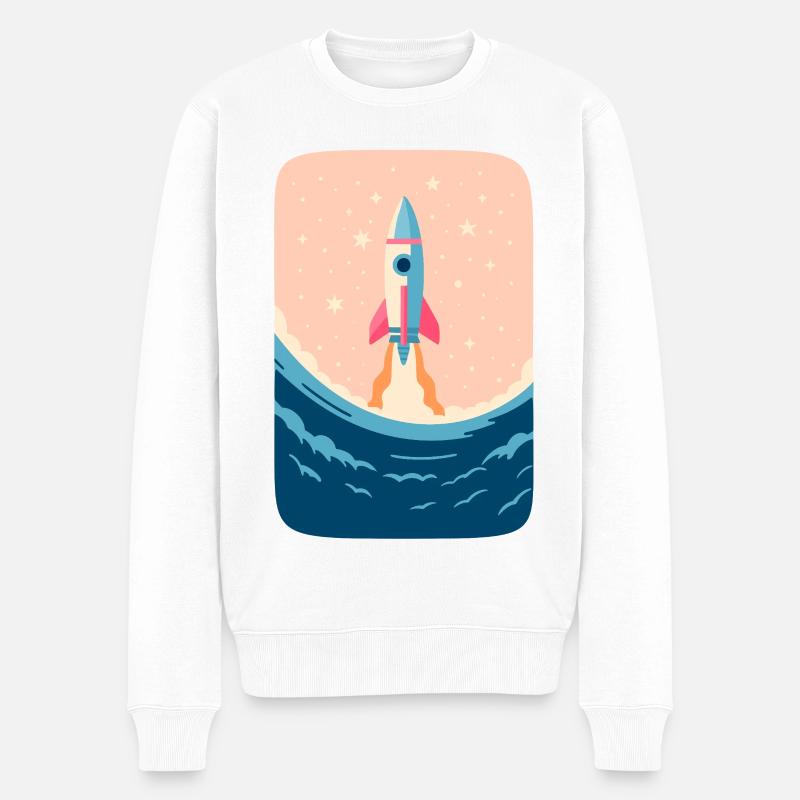 Aszendent Wasserrakete - Männer Premium Bio Pullover - Weiß