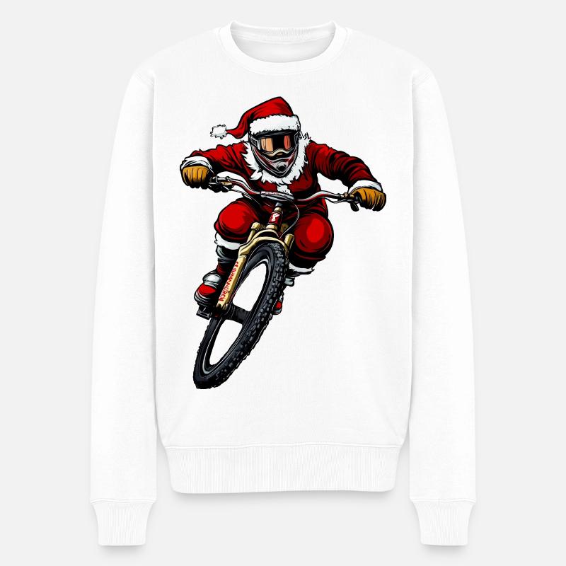Cycliste de descente de Noël - Pull Premium bio Homme - blanc