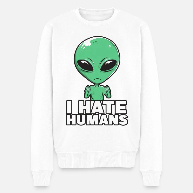 Extraterrestre Je déteste les humains - Pull Premium bio Homme - blanc