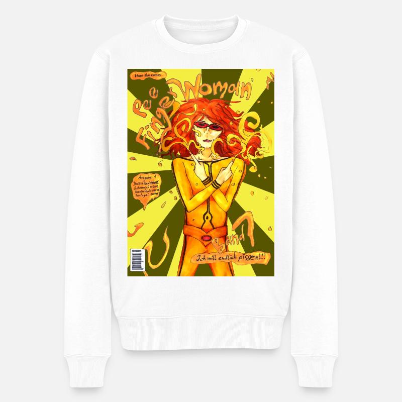 PeeFingerWoman - Männer Premium Bio Pullover - Weiß
