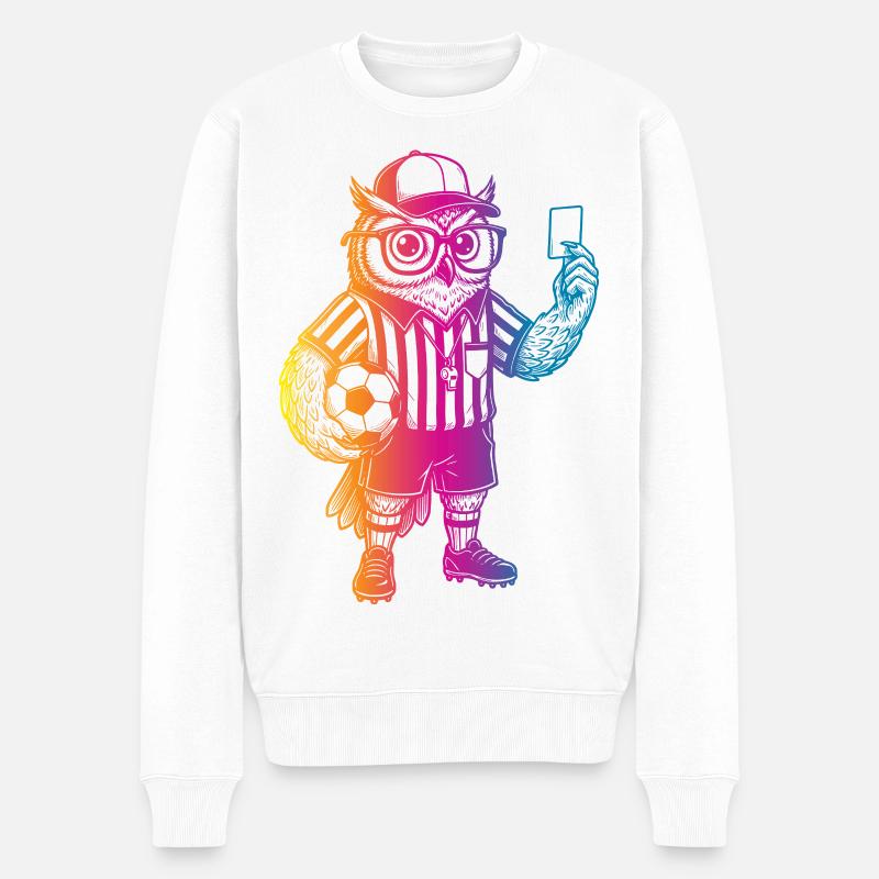 Fußball Eule - Männer Premium Bio Pullover - Weiß