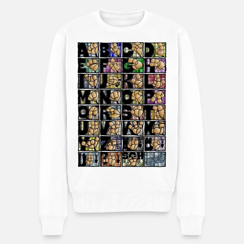Deutsches Fingeralphabet 3 / - Männer Premium Bio Pullover - Weiß