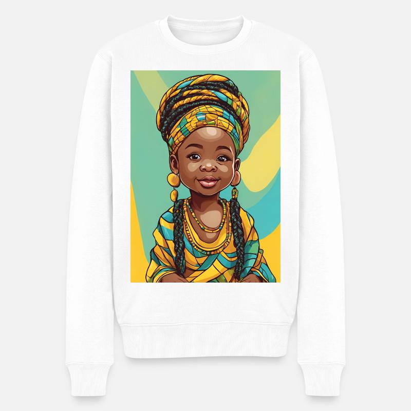 Buntes Afro-Porträtkind - Männer Premium Bio Pullover - Weiß