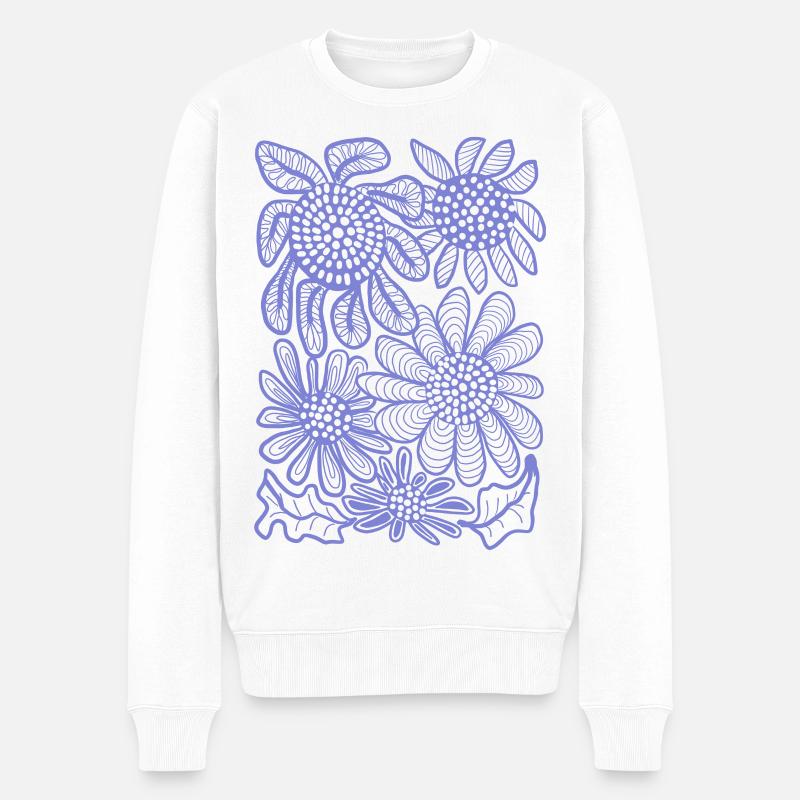 Blütenmuster - Männer Premium Bio Pullover - Weiß
