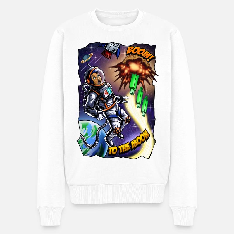 Mondabenteuer: Astronaut Comic - Männer Premium Bio Pullover - Weiß