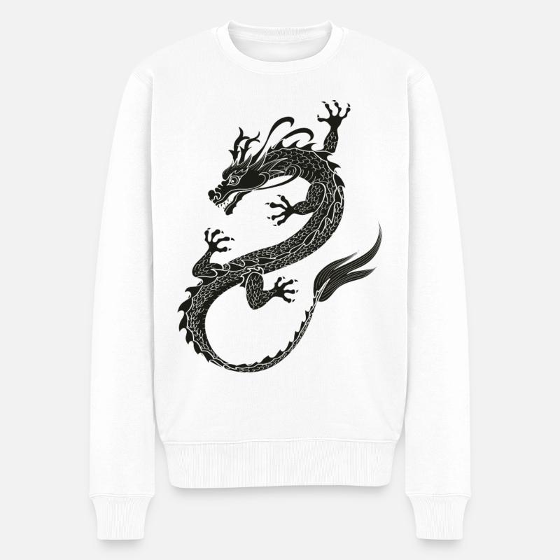 Dragonflight black - Männer Premium Bio Pullover - Weiß