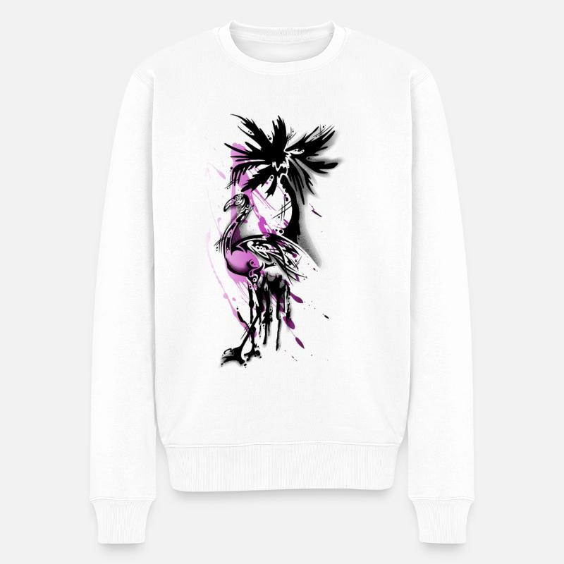 Flamingo Streetart-Stil schwarz - Männer Premium Bio Pullover - Weiß
