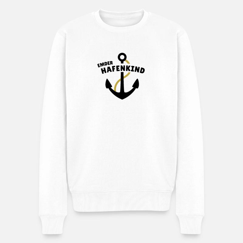 Emder Hafenkind - Männer Premium Bio Pullover - Weiß