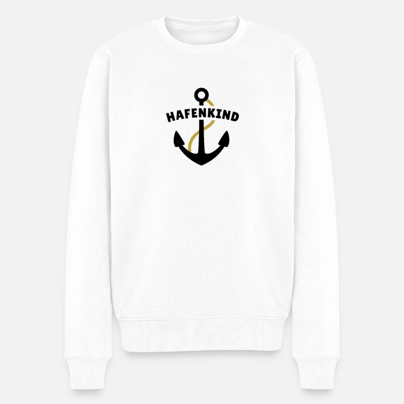 Hafenkind - Männer Premium Bio Pullover - Weiß