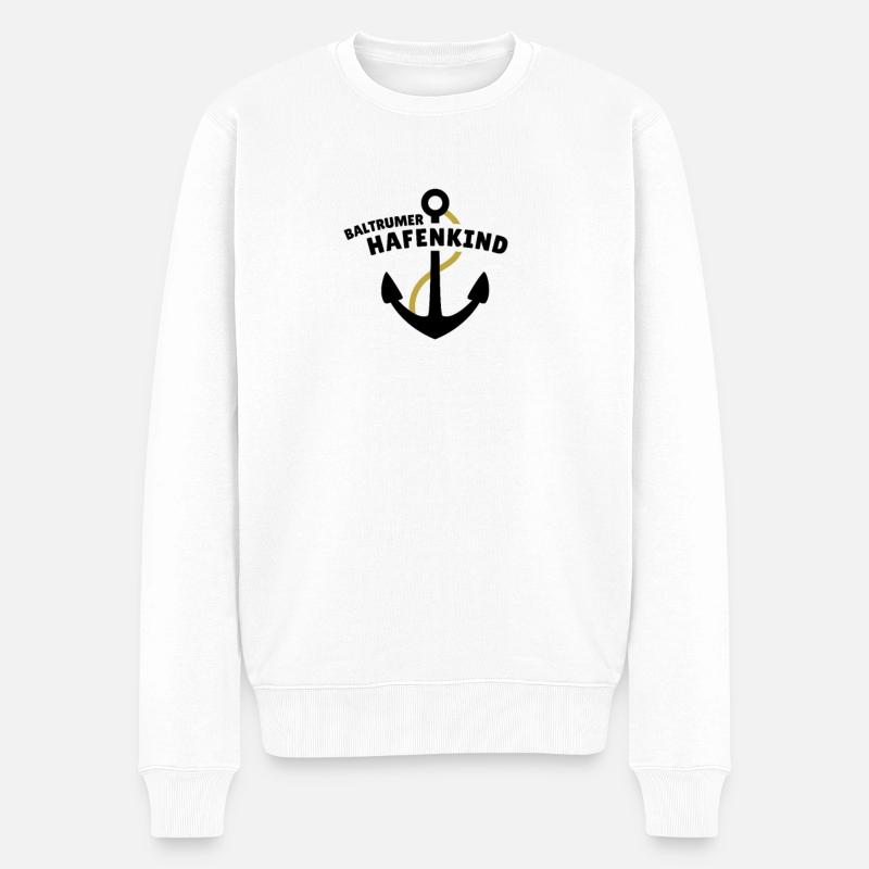 Baltrumer Hafenkind - Männer Premium Bio Pullover - Weiß