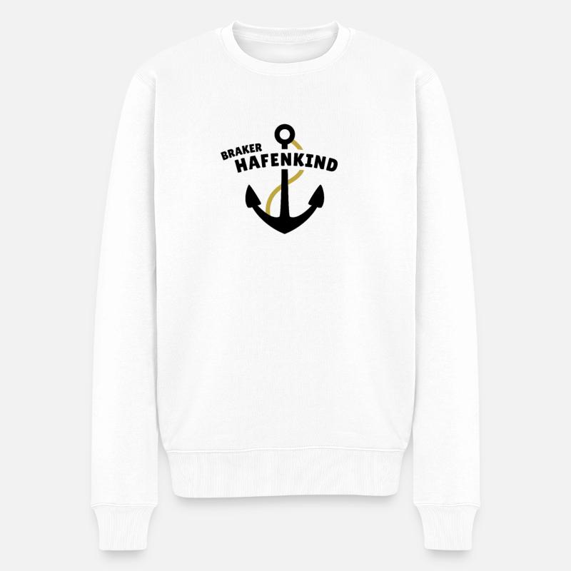 Braker Hafenkind - Männer Premium Bio Pullover - Weiß