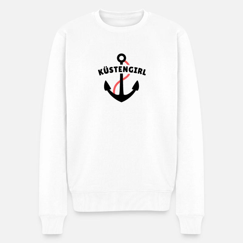 Küstengirl - Männer Premium Bio Pullover - Weiß