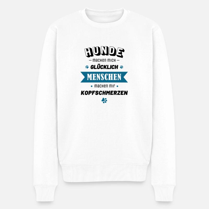 Hunde machen mich glücklich - Männer Premium Bio Pullover - Weiß