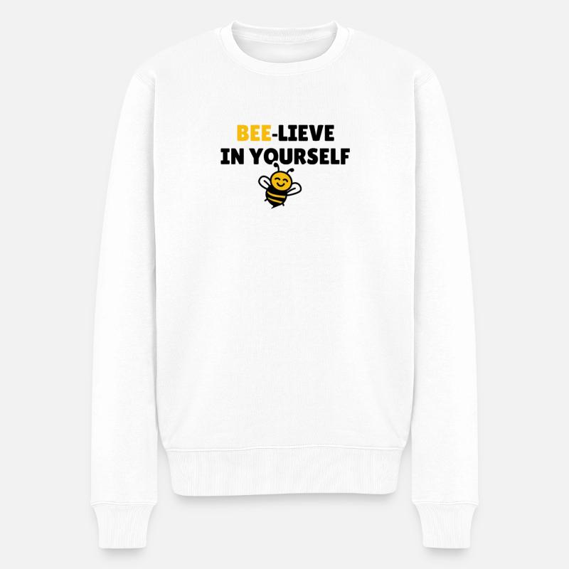 Bee-lieve in yourself - Männer Premium Bio Pullover - Weiß