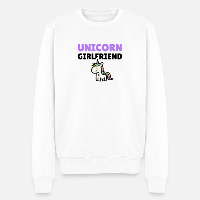 Unicorn Girlfriend - Männer Premium Bio Pullover - Weiß