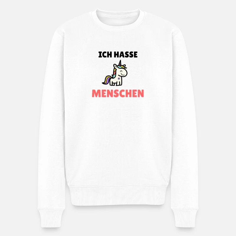 Ich hasse Menschen - Männer Premium Bio Pullover - Weiß