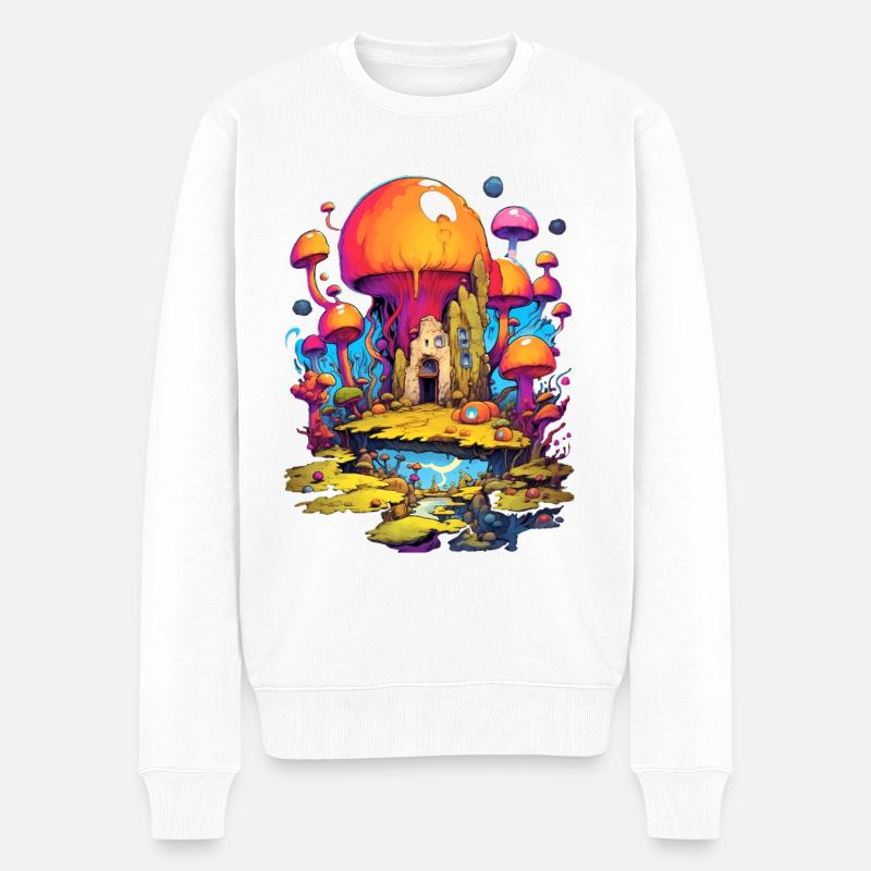 Mystische Pilze - Männer Premium Bio Pullover - Weiß