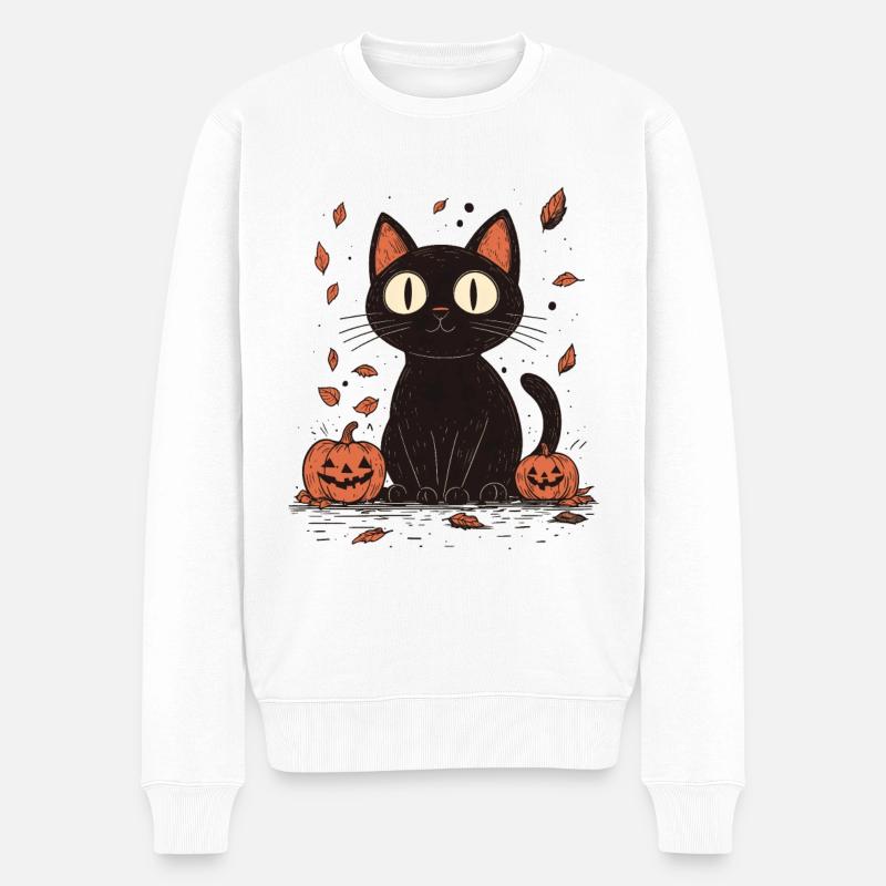 Chat d’Halloween - Pull Premium bio Homme - blanc