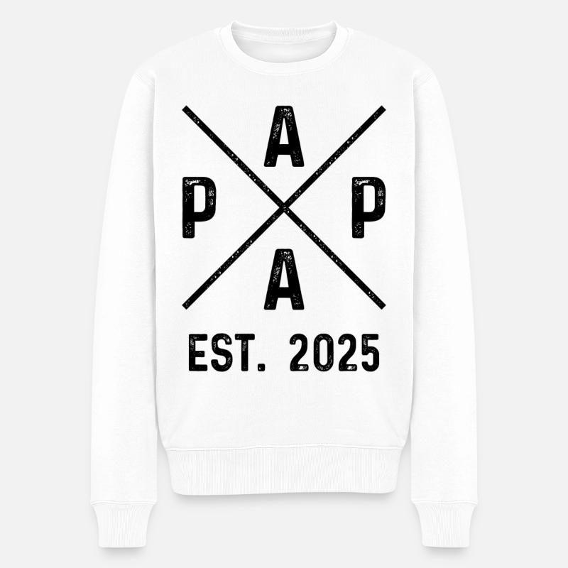 Papa Est. 2025 - Männer Premium Bio Pullover - Weiß