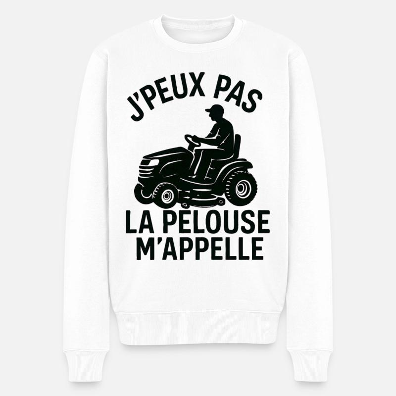 J'peux pas la pelouse m'appelle - Pull Premium bio Homme - blanc