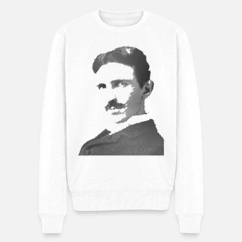 Nikola Tesla - Männer Premium Bio Pullover - Weiß