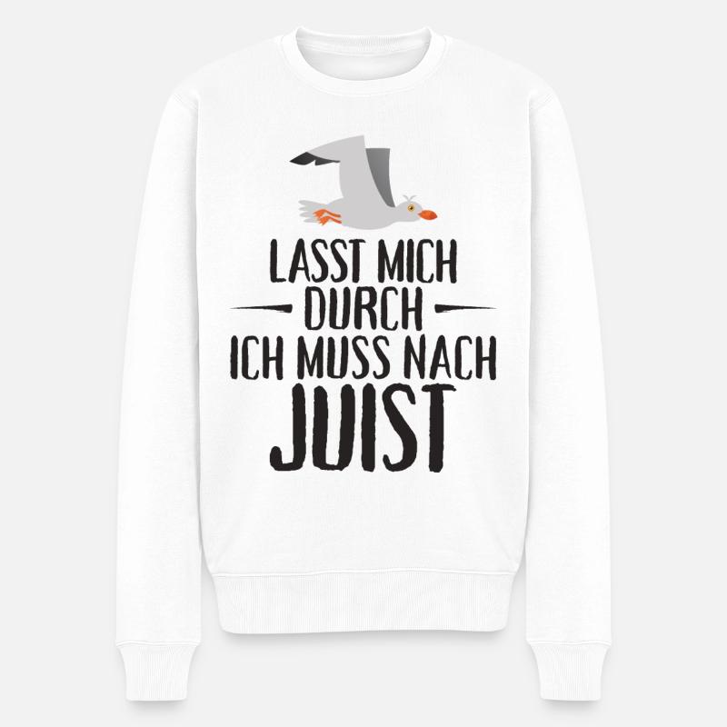 Lasst mich durch ich muss nach Juist Möwe - Männer Premium Bio Pullover - Weiß