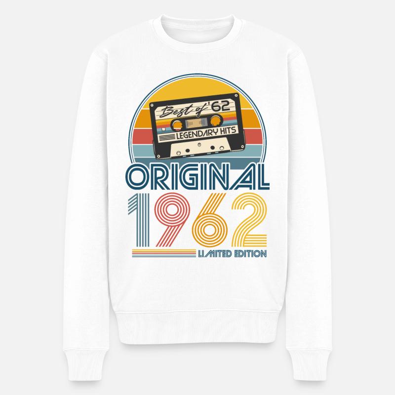 1962 Vintage Jahrgang Geburtstag Retro Geschenk - Männer Premium Bio Pullover - Weiß