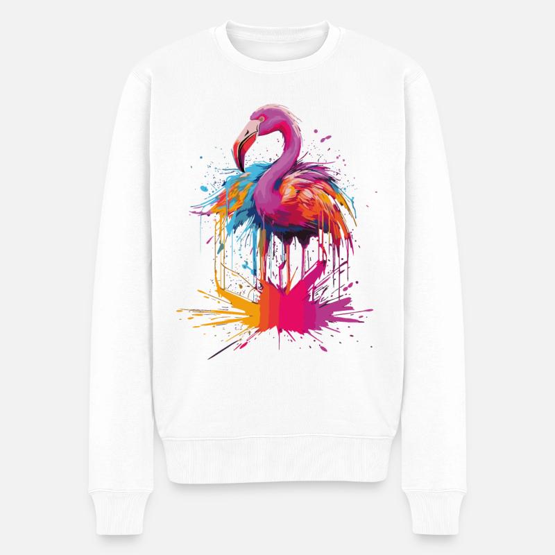 Flamingo - Männer Premium Bio Pullover - Weiß