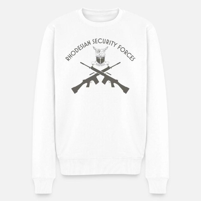 Rhodesianische Kräfte - Männer Premium Bio Pullover - Weiß