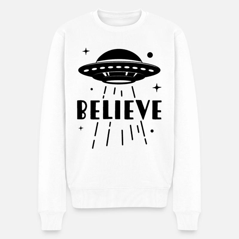 Glaube UFO - Männer Premium Bio Pullover - Weiß