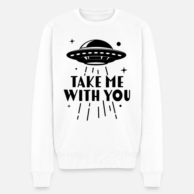 Nimm mich mit - Männer Premium Bio Pullover - Weiß