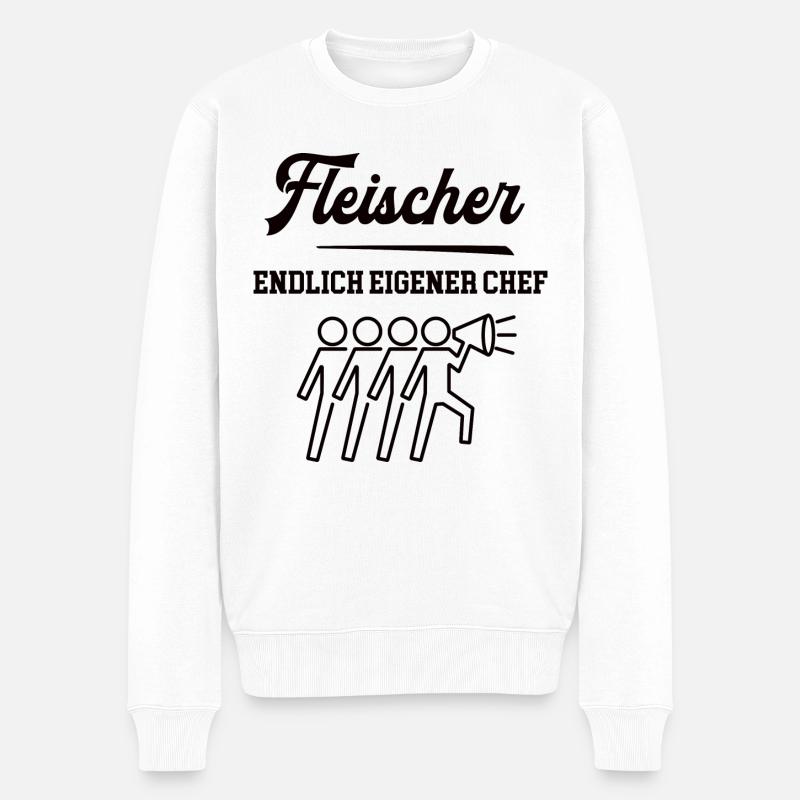 Fleischer Chef Selbstständigkeit Firma Gründen - Männer Premium Bio Pullover - Weiß