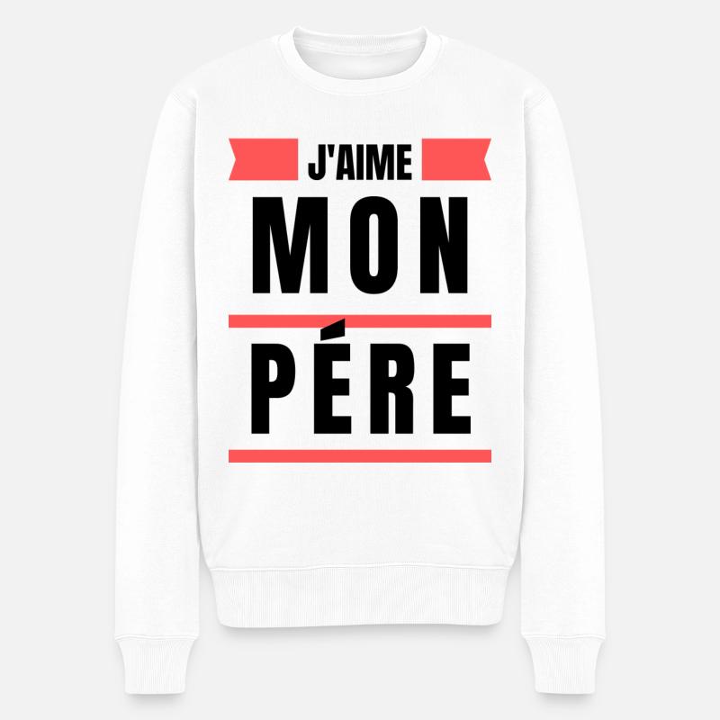 J'aime mon père - Männer Premium Bio Pullover - Weiß