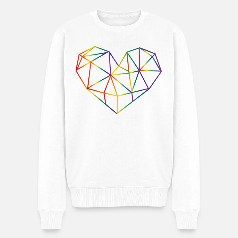 Regenbogenherz - Männer Premium Bio Pullover - Weiß
