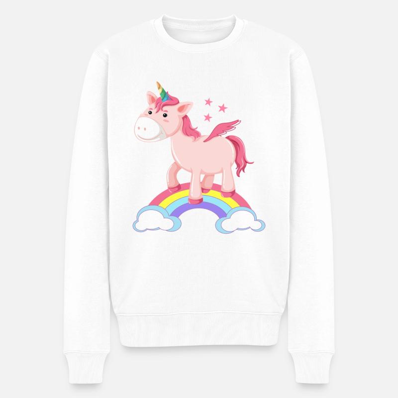 Licorne Arc-en-ciel - Pull Premium bio Homme - blanc