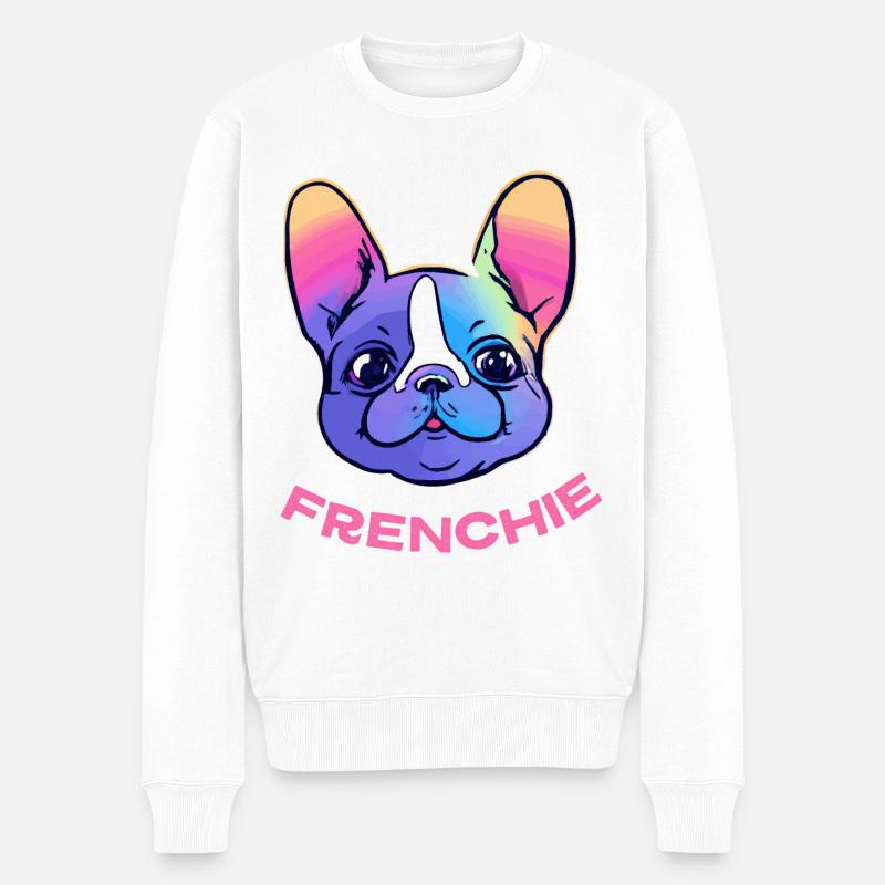 Frenchie Rainbow Français Bulldog Dog - Pull Premium bio Homme - blanc