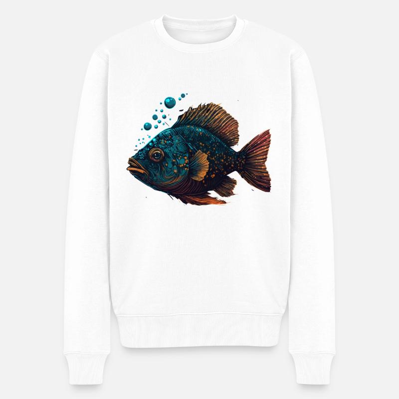Illustration de poisson cool - Pull Premium bio Homme - blanc