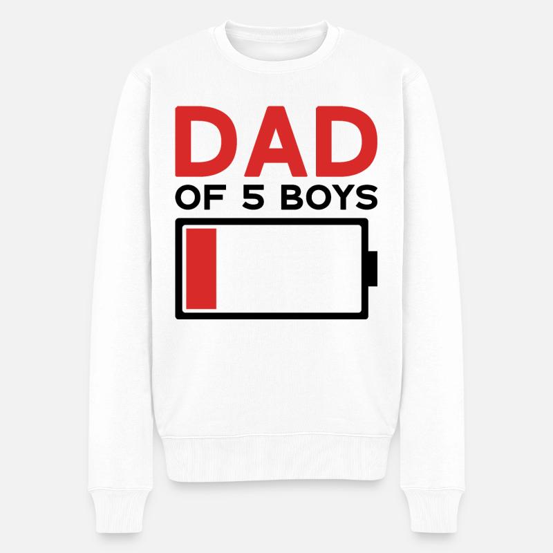 DAD OF 5 BOYS - Männer Premium Bio Pullover - Weiß